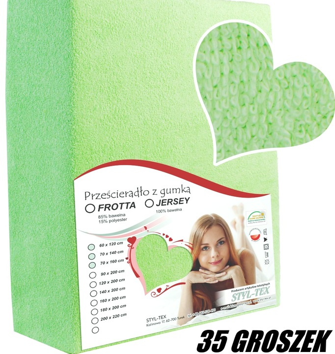 Prześcieradło FROTTE - BAWEŁNA - LUX z Gumką 160x200 POLSKIE