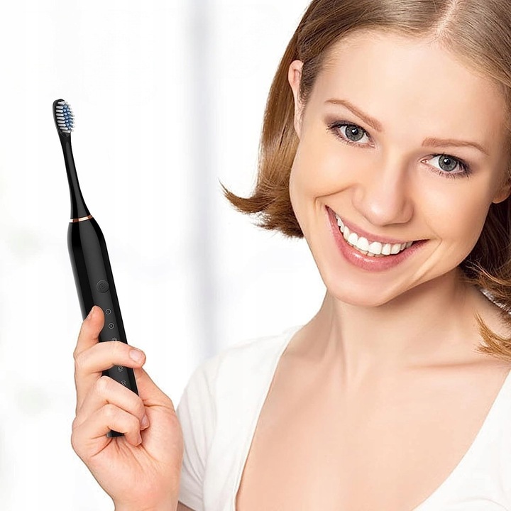 SZCZOTECZKA SONICZNA DO ZĘBÓW ELEKTRYCZNA Z MASAŻEM 4 KOŃCÓWKI 6 TRYBÓW