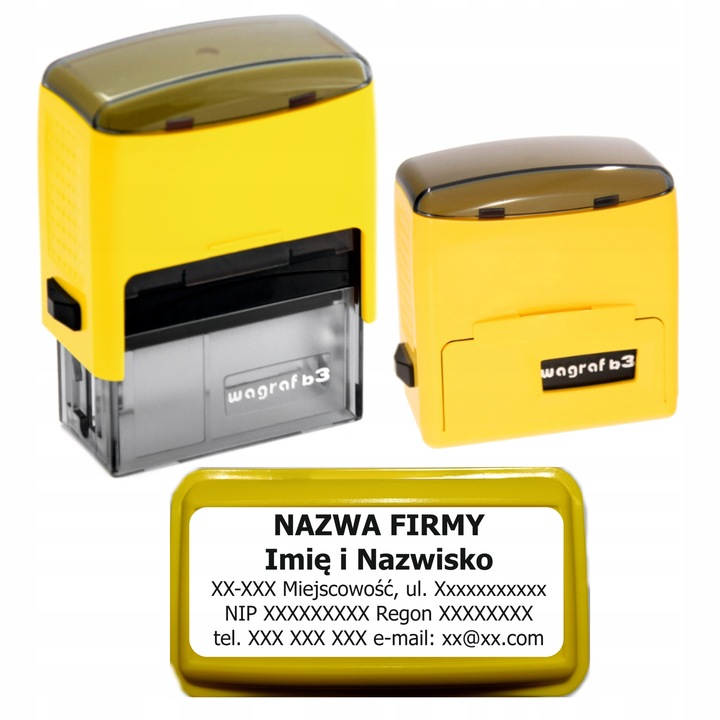 Pieczątka firmowa Wagraf B3s do 6 linii tekstu 12-kolorów obudowy