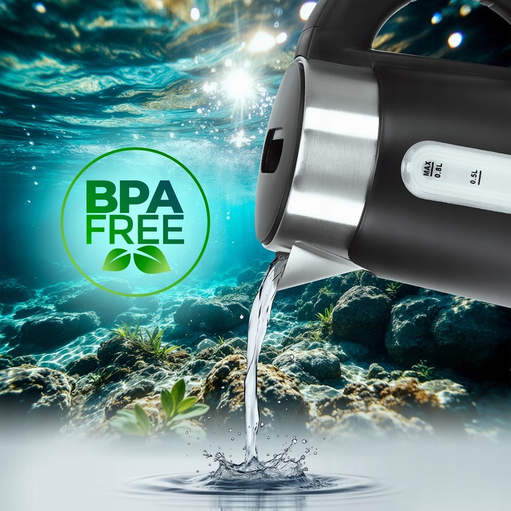 CZAJNIK ELEKTRYCZNY BEZPRZEWODOWY 0,8L CZARNY MAŁY TURYSTYCZNY 1000 W