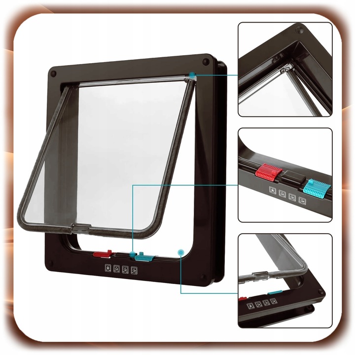 DRZWICZKI WAHADŁOWE DLA KOTA PSA DWUSTRONNE KLAPĄ 4SPOSOBY 4WAY XL +SZABLON