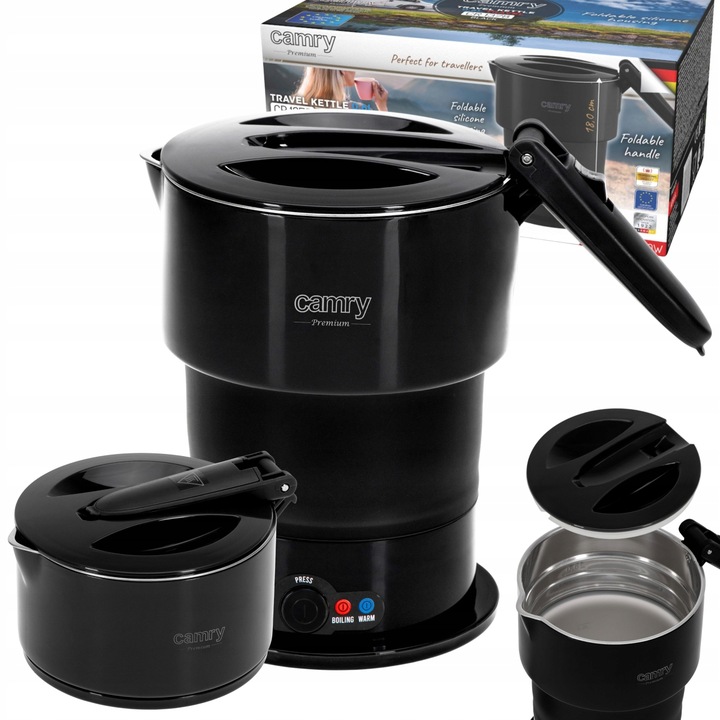 CZAJNIK TURYSTYCZNY elektryczny 600W mały 0.6l składany podróżny CAMRY