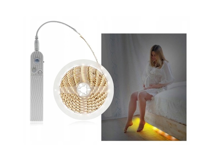 TAŚMA LED MONO 2M Z CZUJNIKIEM RUCHU NA BATERIE