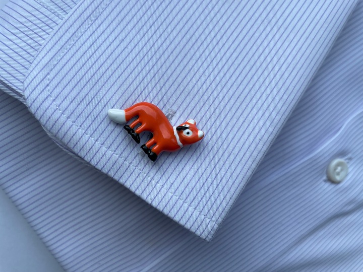 Spinki do mankietów EXC Rudy Lis Lisek Chytrusek z Kitą + Białe Etui Gratis