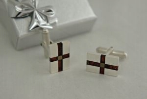 Srebrne spinki do mankietów z bursztynem + grawer