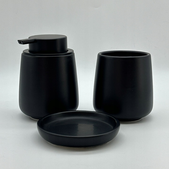 Dozownik mydła Dyspenser Płynu Ceramiczny Czarny Duży Ręczny z pompką