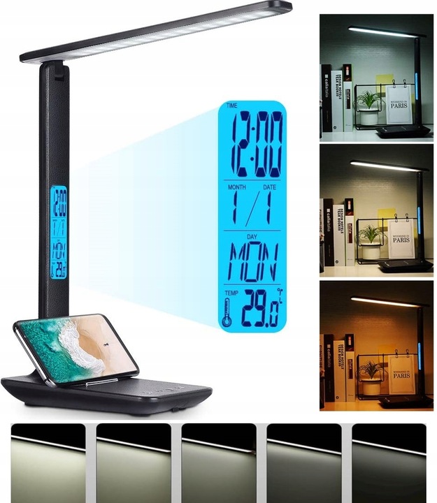 Lampka biurkowa LED lampa na biurko WYŚWIETLACZ LED Zegar Data 5