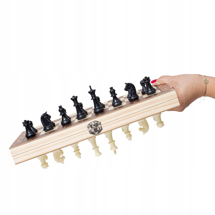 SZACHY DREWNIANE MAGNETYCZNE KLASYCZNE DUŻE WARCABY BACKGAMON GRA 3W1 34X34