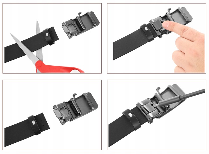 REVERSE PASEK SKÓRZANY MĘSKI DO SPODNI AUTOMAT CZARNY SKÓRA NATURALNA 105