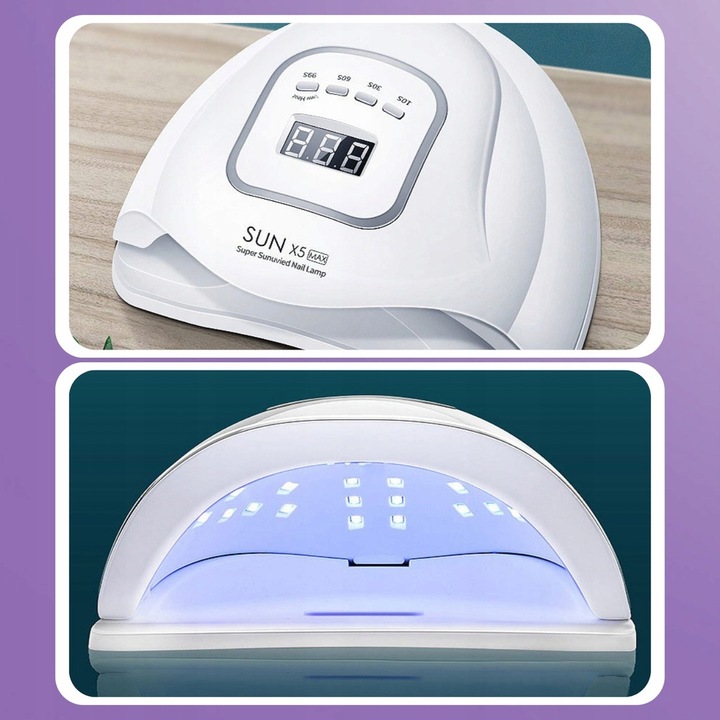 LAMPA UV DO PAZNOKCI LED 80W DO HYBRYD ŻELI MOCNA SUN X5 MAX BIAŁA LCD