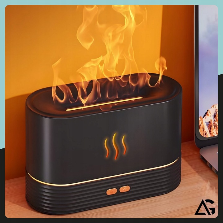 NAWILŻACZ POWIETRZA DYFUZOR LAMPKA NOCNA LED EFEKT PŁOMIENIA KOMINEK