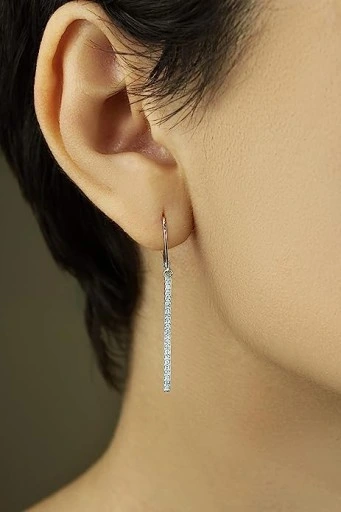 DŁUGIE SREBRNE KOLCZYKI WISZĄCE RODOWANE SREBRO