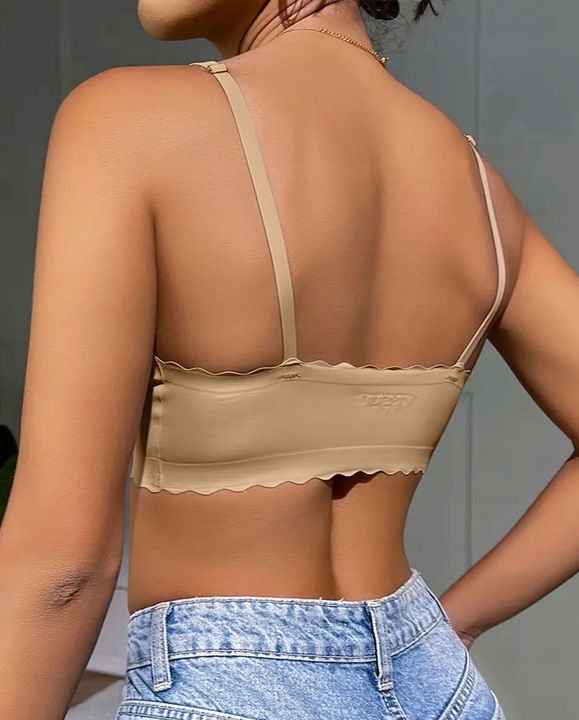 BIUSTONOSZ BEZSZWOWY Stanik Bez Zapięcia Haftek na Prezent Niewidoczny Beż