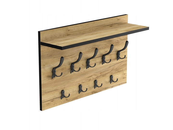 duży wieszak ścienny na ubrania dąb, hak czarny