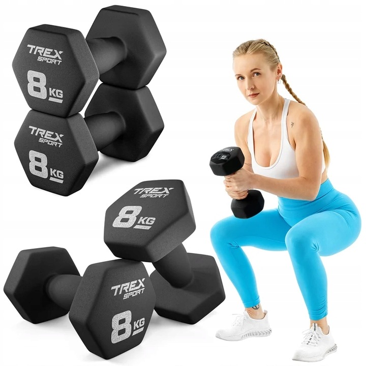 Zestaw 2x8kg hantle żeliwne hantelki ciężarki do ćwiczeń fitness Trex