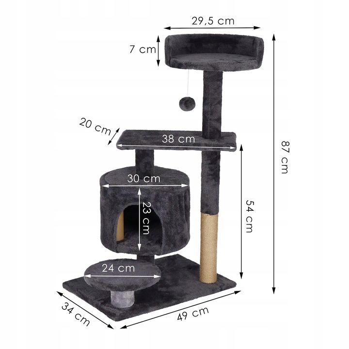 DRAPAK dla KOTA LEGOWISKO DUŻY domek zabawka SŁUPEK SIZAL BUDKA 4 POZIOMY