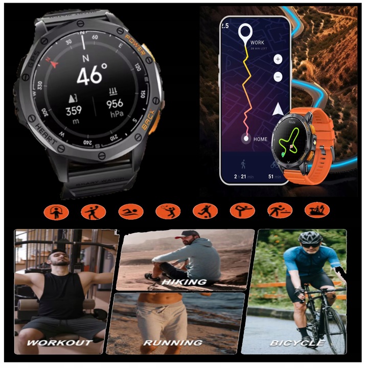 SMARTWATCH MĘSKI Z GPS K67 PL-MENU WODOODPORNY SMSY ROZMOWY SMART WATCH