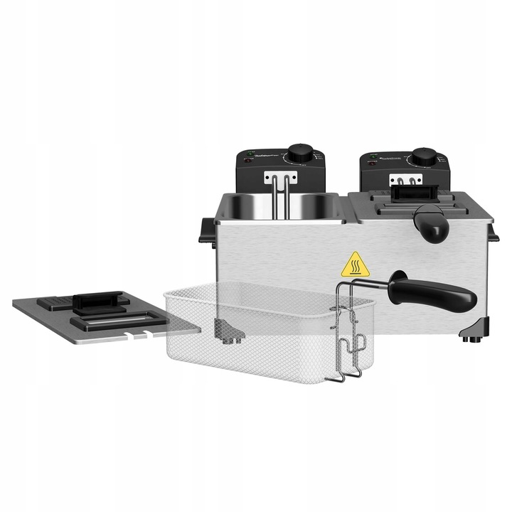 TRADYCYJNA FRYTOWNICA FRYTKOWNICA OLEJOWA PODWÓJNA 3600W 2x3L