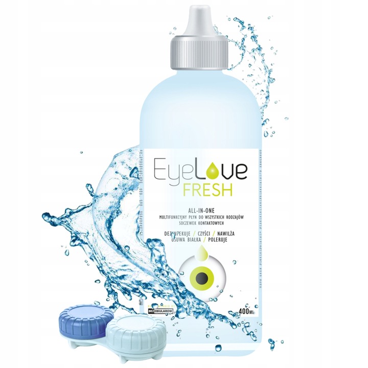 Płyn do soczewek z hialuronianem sodu EyeLove Fresh 400 ml +pojemnik