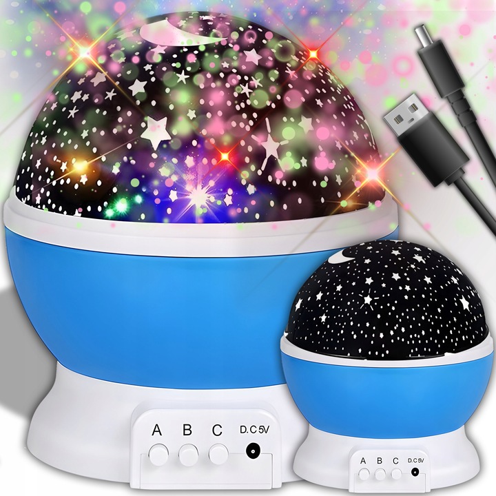 LAMPKA NOCNA PROJEKTOR GWIAZD NIEBA OBROTOWA 2w1