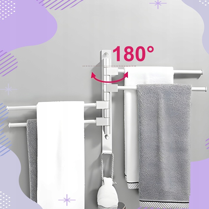 WIESZAK NA RĘCZNIKI ŁAZIENKOWY OBROTOWY ALUMINIOWY ŚCIENNY DO ŁAZIENKI