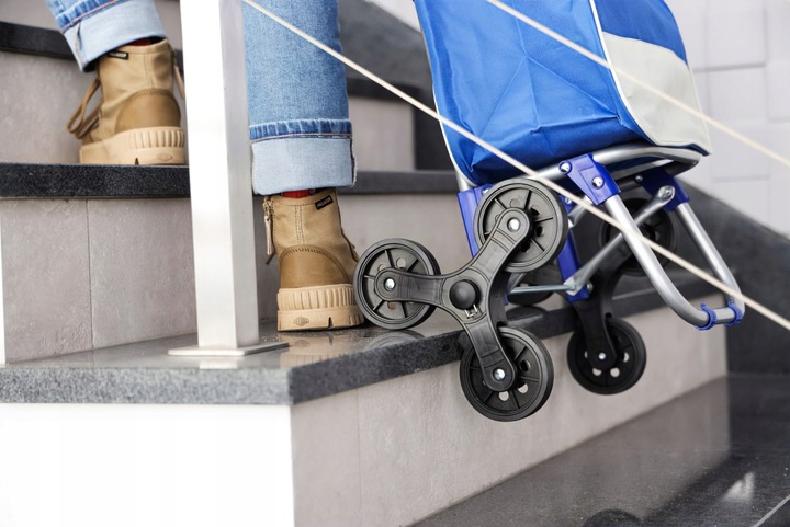 WÓZEK TORBA NA ZAKUPY SCHODOWY NA 3 KÓŁKACH DUŻE GUMOWE DLA SENIORA LEKKI