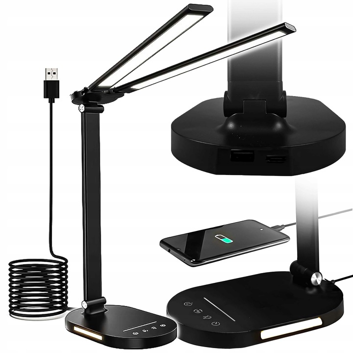 Podwójna Lampka Biurkowa LED Lampa na Biurko Kreślarska 24W Aluminium