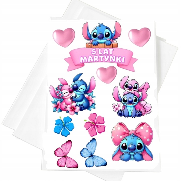 OPŁATEK NA TORT Z CUKRU WYDRUK LILO i STICH STITCH CUKROWA DEKORACJA