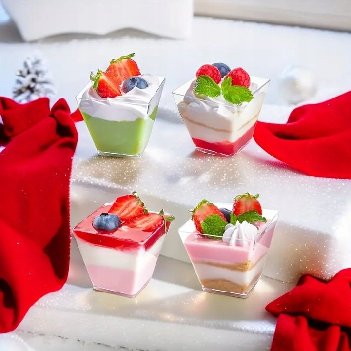 Pucharki do deserów i lodów jednorazowe plastikowe 120 ml – 25 sztuk