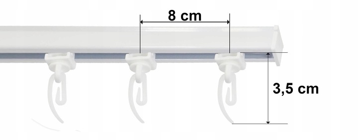 Karnisz sufitowy pojedynczy SZYNA SUFITOWA ALUMINIOWA biała żabki 250 cm