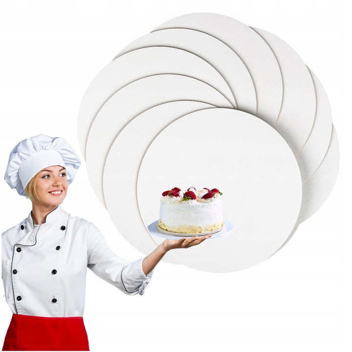 PODKŁAD PODKŁADKI POD TORT 26 CM 10 SZT HDF OKRĄGŁY BIAŁY BEZZAPACHOWY
