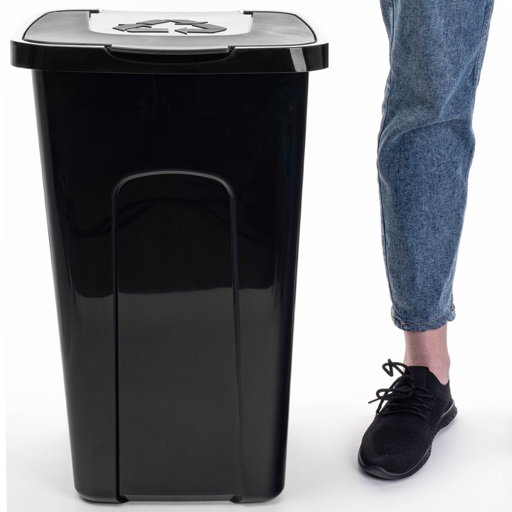 KOSZ NA ŚMIECI ODPADY POJEMNIK DO SEGREGACJI 50L KUBEŁ CZARNY KONTENER