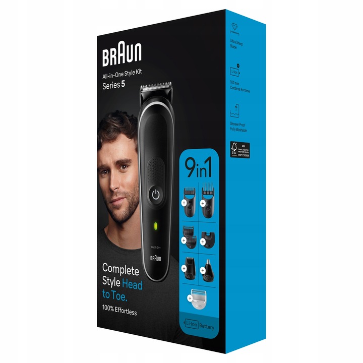 Braun Series 5 MGK5410, 9 w 1 Zestaw do brody, włosów, uszu trymer golarka