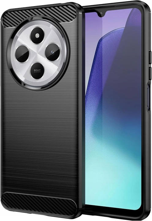 ETUI DO XIAOMI REDMI 14C | PANCERNE KARBON CASE CZARNE +SZKŁO HARTOWANE 9H