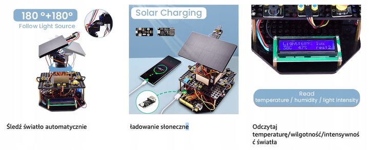 Arduino Smart SOLARNY Zestaw Startowy Do ŚLEDZENIA NAUKI EDUKACJI + Panel
