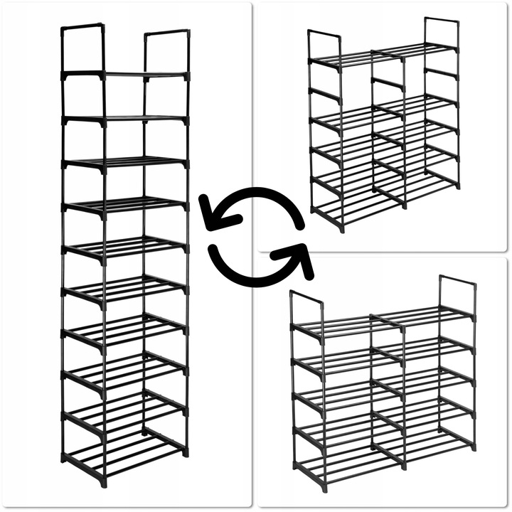 STOJAK NA BUTY OBUWIE REGAŁ PÓŁKA WYSOKA WĄSKA DUŻA MODUŁOWA 10 POZIOMÓW