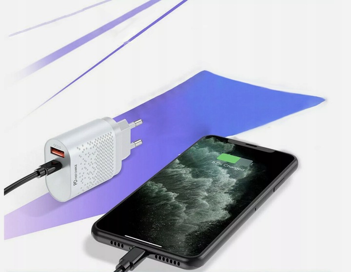 ZESTAW | SZYBKA ŁADOWARKA SIECIOWA USB TYPE-C + KABEL TYPE C | PD20W 3000mA