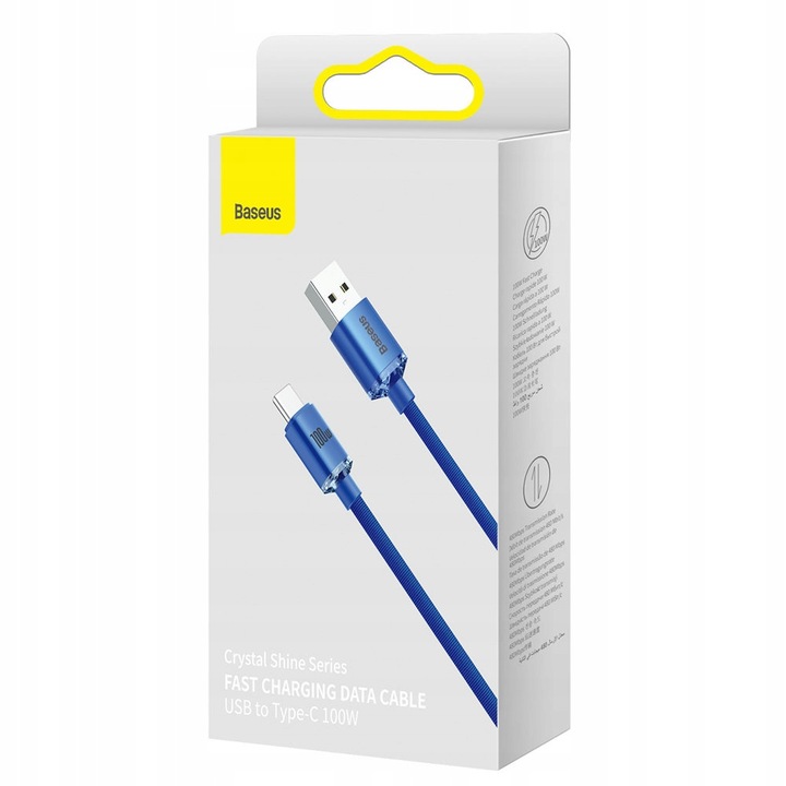 Kabel USB do USB-C Baseus Crystal Shine 100W 2m Niebieski CAJY000503