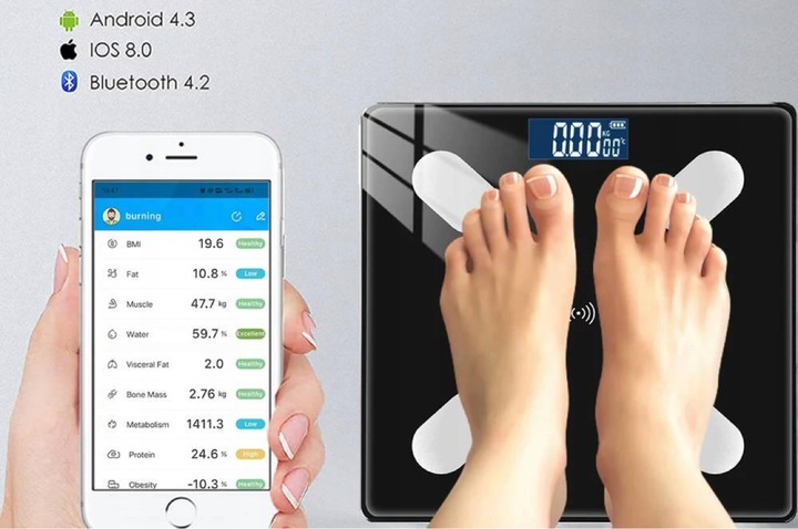 WAGA ŁAZIENKOWA SMART SLIM + APLIKACJA + GRATIS | 180KG ELEKTRONICZNA