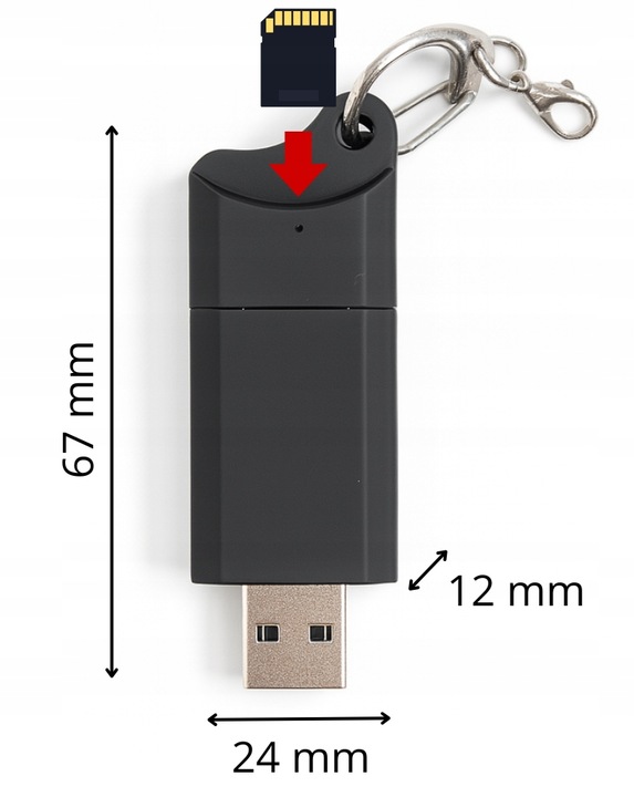 DYKTAFON SZPIEGOWSKI MINI PENDRIVE PODSŁUCH MAŁY BRELOK USB