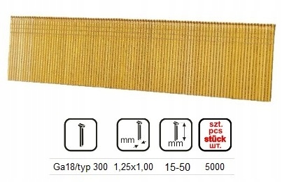 Gwoździe do gwoździarki TYP300 dł. 40mm 5000szt