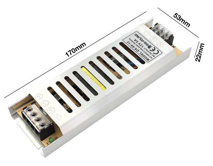 ZASILACZ 12V LED 60W 5A Slim Montażowy Modułowy Do Taśmy MONO RGB