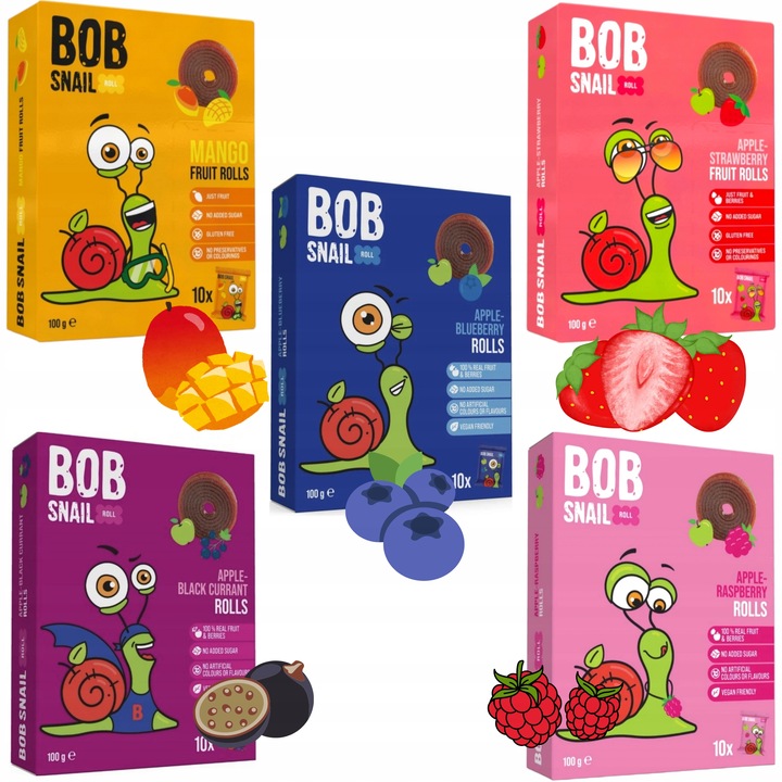 Rollsy Owocowe Zestaw Mix 5 x 100g Bob Snail 500g >>