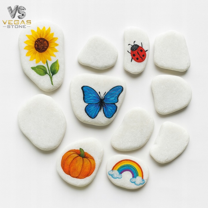 KAMIENIE DO MALOWANIA DLA DZIECI BIAŁE PŁASKIE 4-6CM GŁADKIE ZESTAW