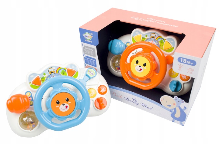 INTERAKTYWNA KIEROWNICA MALUCHA DO ZABAWY DLA DZIECI ŚWIECI GRA DO WÓZKA