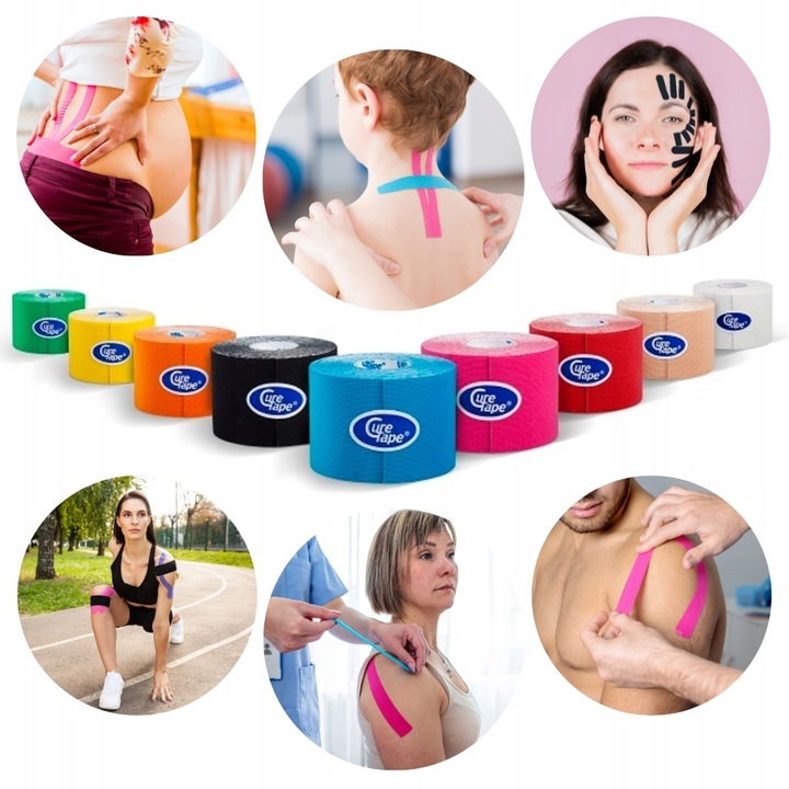 Taśma do kinesiotapingu tejpy CURETAPE CLASSIC do CIAŁA i TWARZY