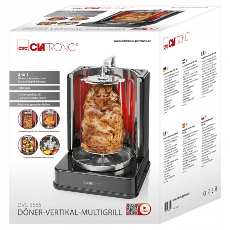 Grill do Kurczaka OPIEKACZ DO KEBABA Pionowy Obrotowy SZASZŁYKI ROŻEN