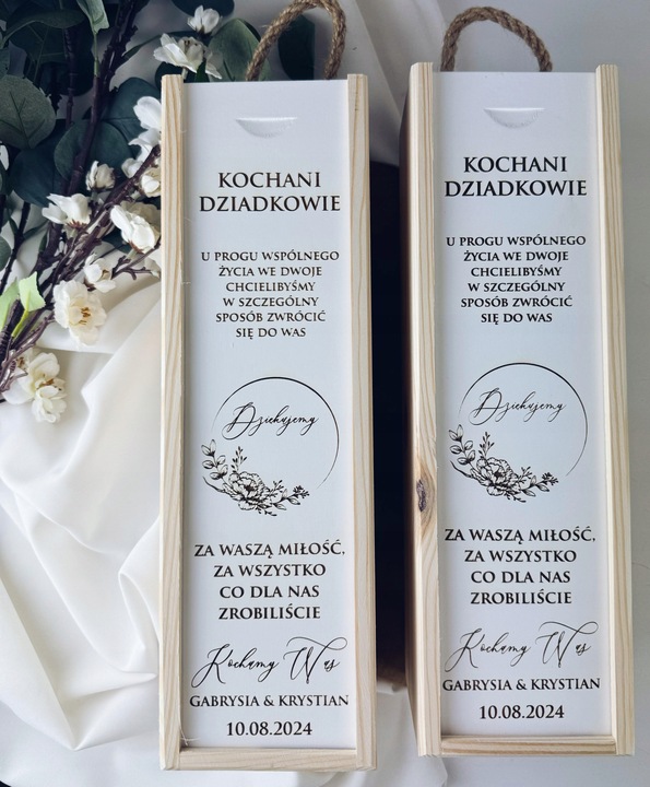 skrzynka na wino prezent dla RODZICÓW ŚWIADKÓW CHRZESTNYCH ŚLUB WESELE