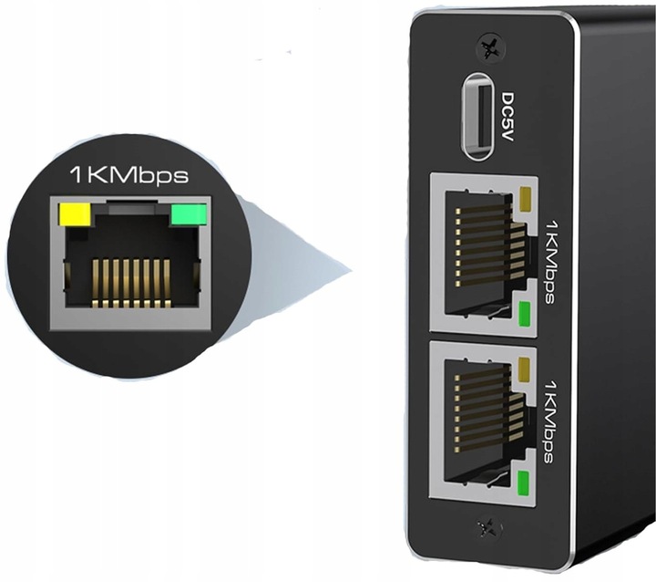 Adapter rozdzielacz mini Switch splitter LAN Ethernet RJ45 3xRJ45 1000M 1GB