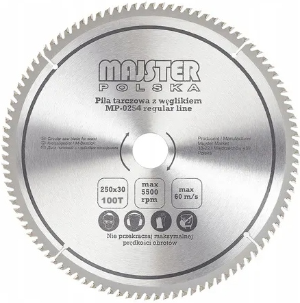 TARCZA WIDIOWA DO DREWNA PIŁA WIDIOWA 250X30X100T MAJSTER MP0254